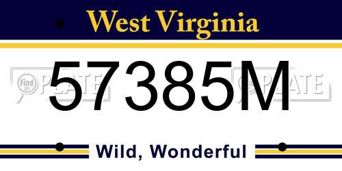 57385M West Virginia License Plate