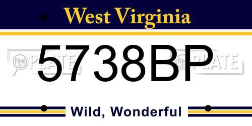 5738BP West Virginia License Plate