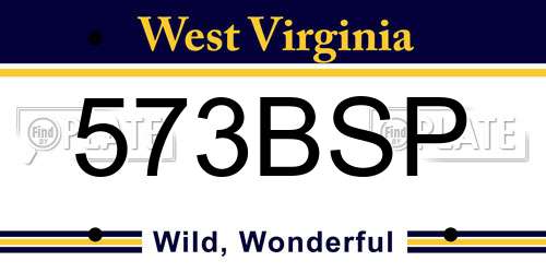 573BSP West Virginia License Plate