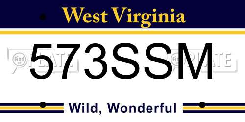 573SSM West Virginia License Plate
