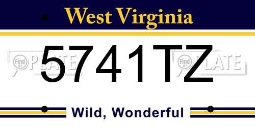 5741TZ West Virginia License Plate