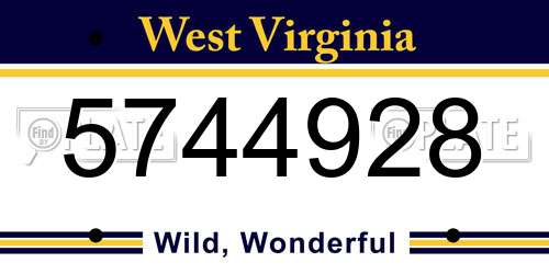 5744928 West Virginia License Plate