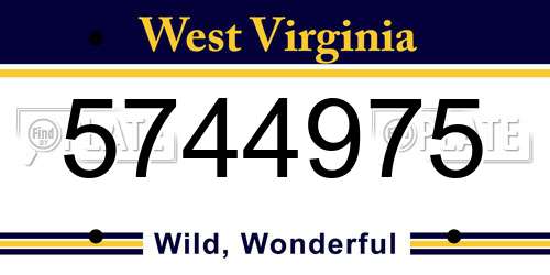 5744975 West Virginia License Plate