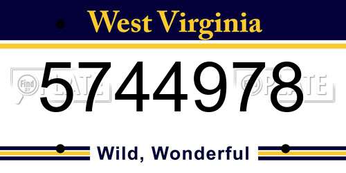 5744978 West Virginia License Plate