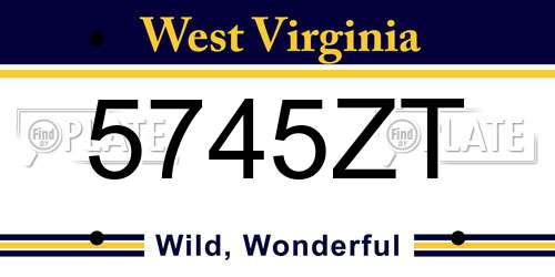 5745ZT West Virginia License Plate