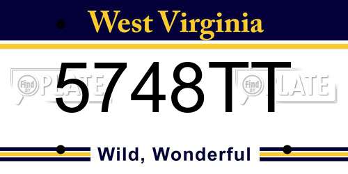 5748TT West Virginia License Plate
