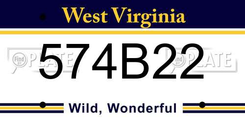 574B22 West Virginia License Plate