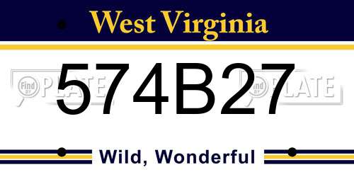 574B27 West Virginia License Plate