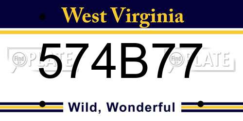 574B77 West Virginia License Plate