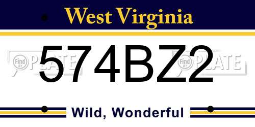 574BZ2 West Virginia License Plate
