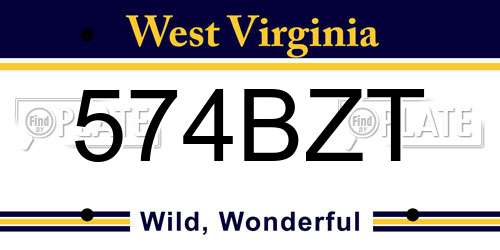 574BZT West Virginia License Plate