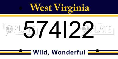 574I22 West Virginia License Plate