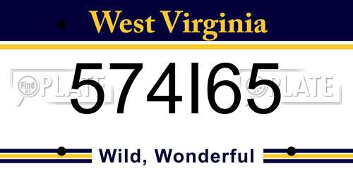 574I65 West Virginia License Plate