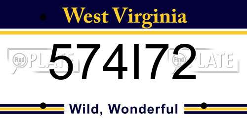 574I72 West Virginia License Plate