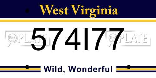 574I77 West Virginia License Plate