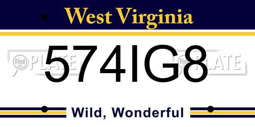 574IG8 West Virginia License Plate