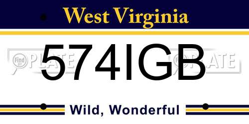 574IGB West Virginia License Plate