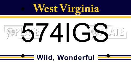 574IGS West Virginia License Plate