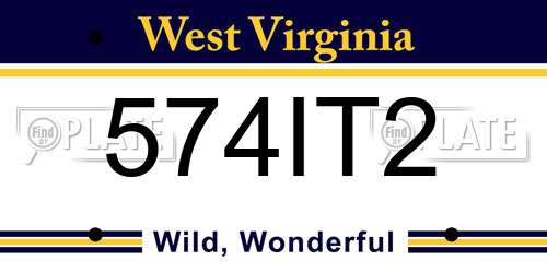 574IT2 West Virginia License Plate