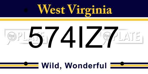 574IZ7 West Virginia License Plate