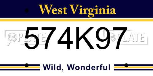 574K97 West Virginia License Plate