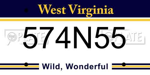 574N55 West Virginia License Plate