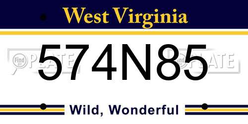 574N85 West Virginia License Plate