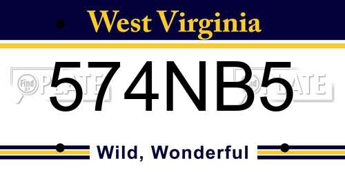 574NB5 West Virginia License Plate