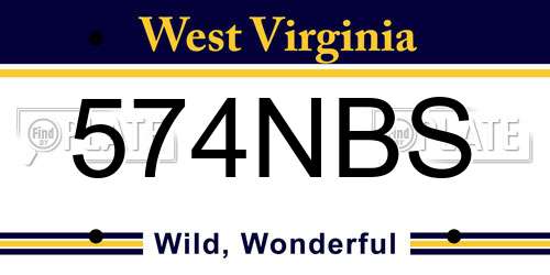 574NBS West Virginia License Plate