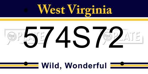 574S72 West Virginia License Plate
