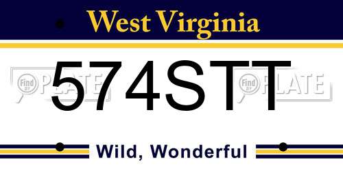 574STT West Virginia License Plate