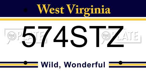 574STZ West Virginia License Plate