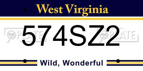 574SZ2 West Virginia License Plate