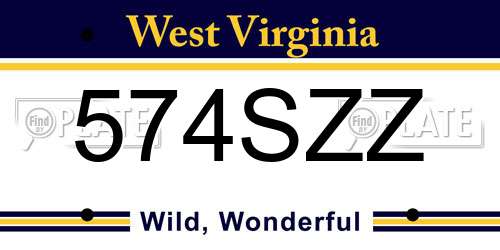 574SZZ West Virginia License Plate