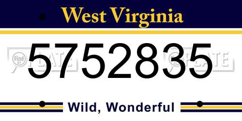 5752835 West Virginia License Plate