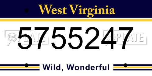 5755247 West Virginia License Plate