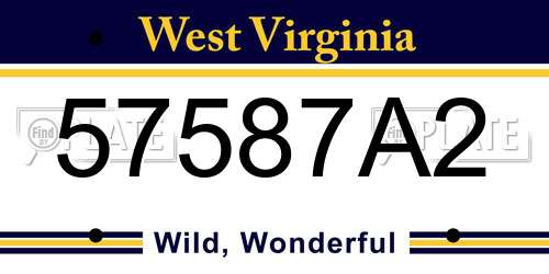 57587A2 West Virginia License Plate