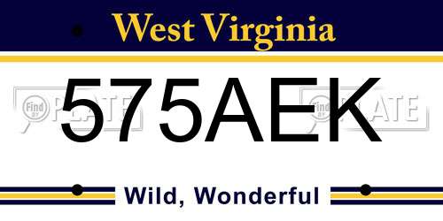 575AEK West Virginia License Plate