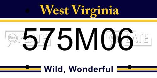 575M06 West Virginia License Plate