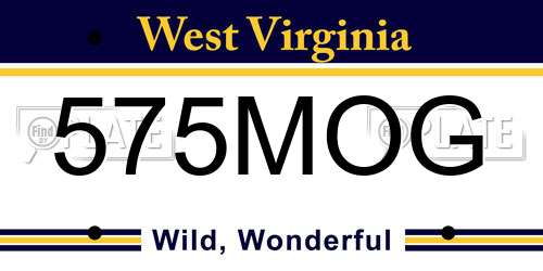 575MOG West Virginia License Plate