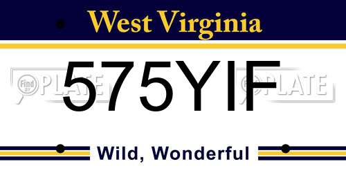 575YIF West Virginia License Plate