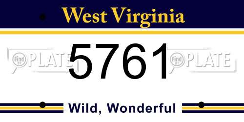 5761 West Virginia License Plate