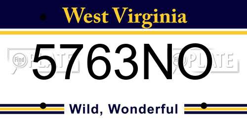5763NO West Virginia License Plate