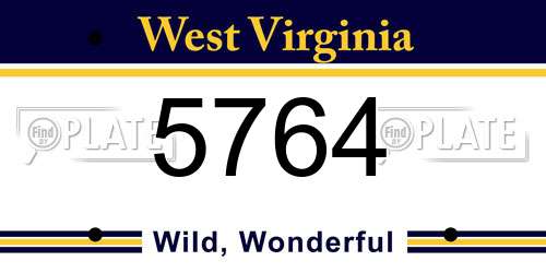 5764 West Virginia License Plate
