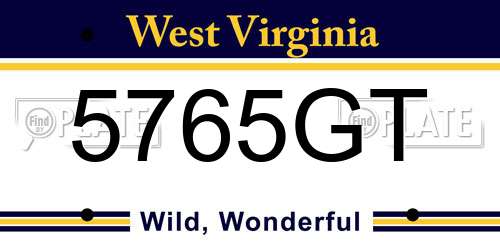 5765GT West Virginia License Plate