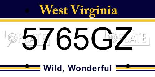 5765GZ West Virginia License Plate