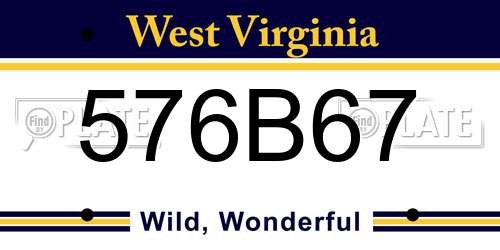 576B67 West Virginia License Plate