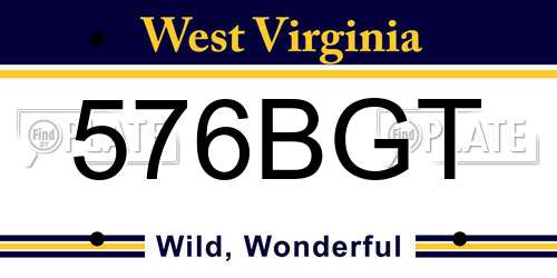 576BGT West Virginia License Plate