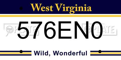 576EN0 West Virginia License Plate