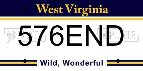 576END West Virginia License Plate